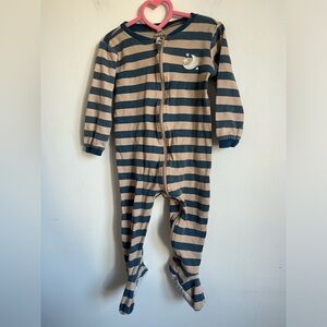 Pekkle Organic Cotton Unisex One Piece Pyjama - Brown Blue Moon - 18 Months